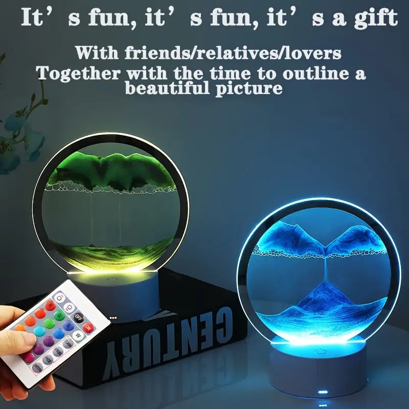 360° Rotating Sand Art Decor with 3D Deep Sea Landscape