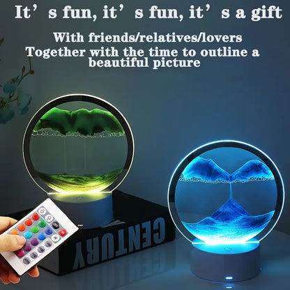 360° Rotating Sand Art Decor with 3D Deep Sea Landscape