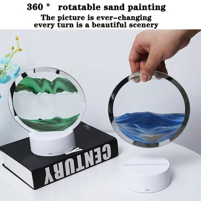 360° Rotating Sand Art Decor with 3D Deep Sea Landscape